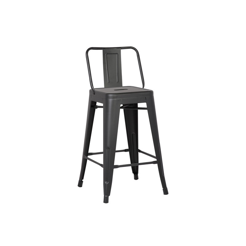 Tabouret de bar 24 po en métal de style rustique rustique avec dossier, tabouret de bar de cuisine, construction légère et robuste, ensemble de 4
