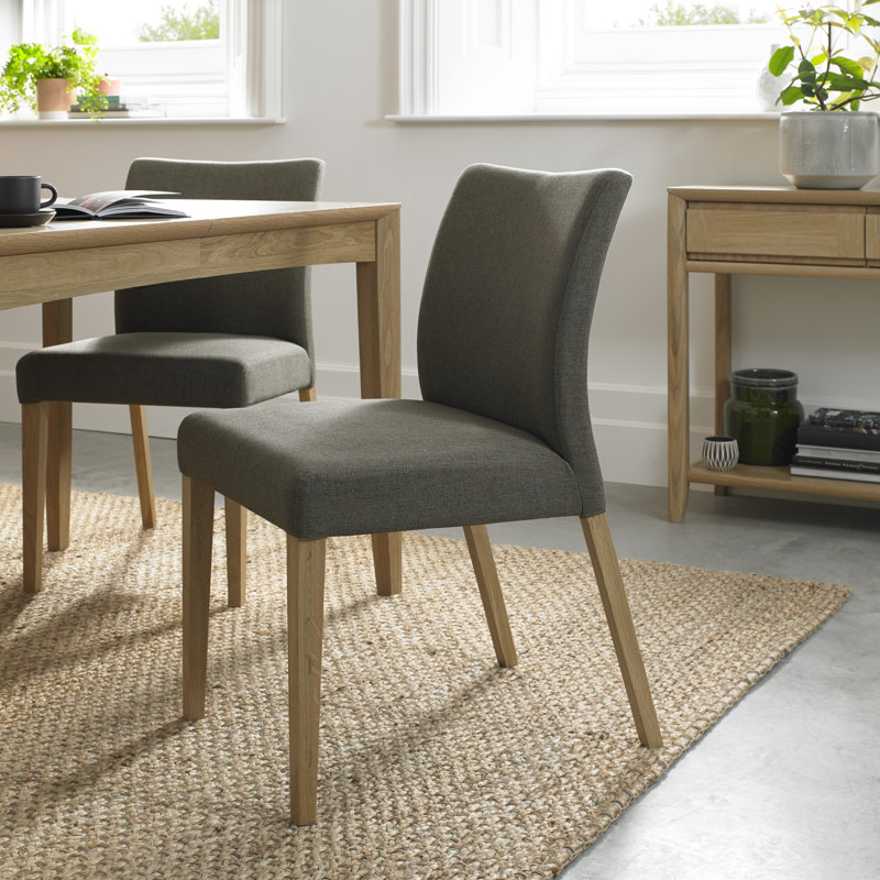 Izzie Upholstered Side Chair, Green, Oak