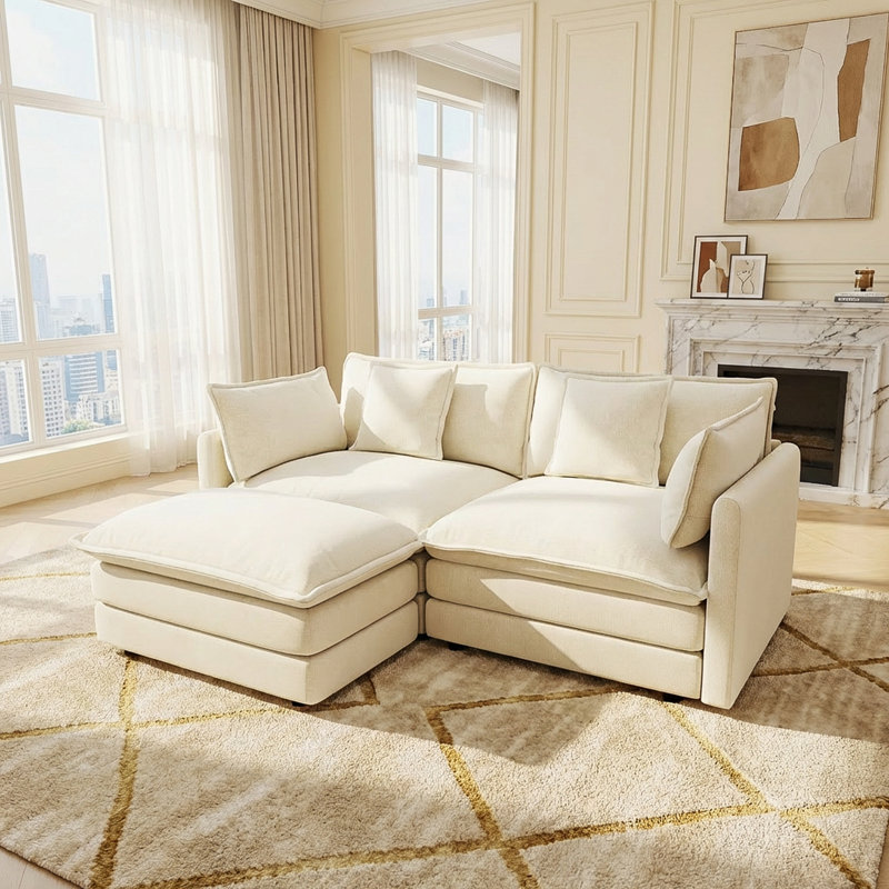 Sofa, Beige Chenille