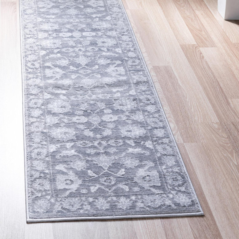 Musselman Rug, Runner 2'7" x 12', White Gray