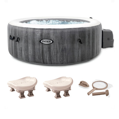 Intex 120 Volt 4 Person 140 - Jet Plastic Round Inflatable Hot Tub in Gray