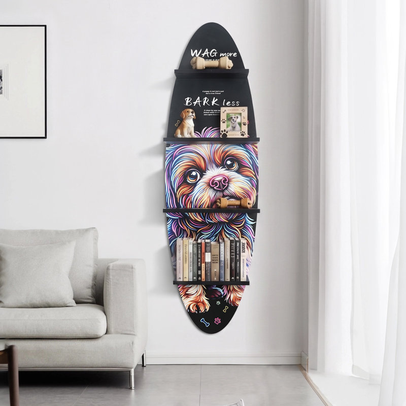 52''H Surfboard Wall Shelf with Printed Surface