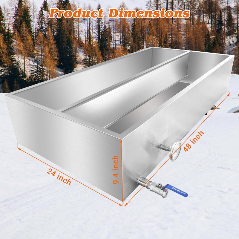 Maple Syrup Evaporator Pan 48 X 24 X 9.4 Inch, Stainless Steel Maple Syrup Pan With 3/4" Throttle Valve & Thermometer, Maple Syrup Boiling Pan For Making Sweet Maple Syrup
