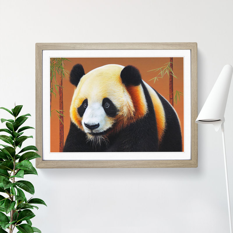 Bewitching Panda - Single Picture Frame Print, 46cm H x 64cm W x 2cm D, Oak Framed