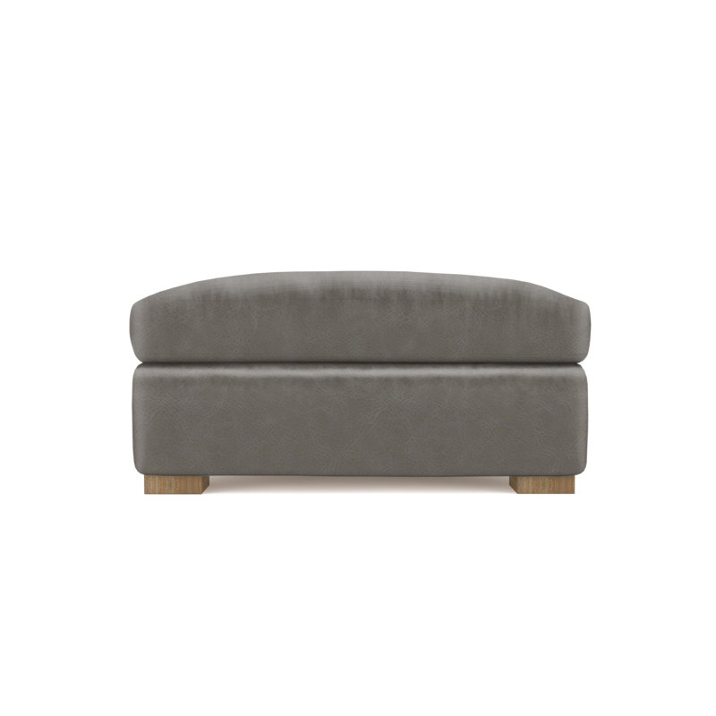 Crosby Ottoman, Plush Velvet Blue Print, Ebony