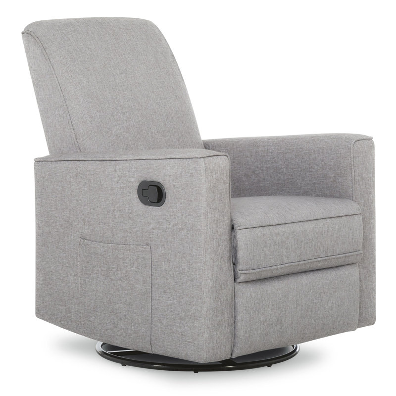 Upholstered Swivel Reclining Rocking Chair, Light Gray