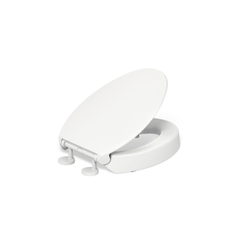 Hyten Elevated Toilet Seat with Quiet-Close Lid and Seat and Grip-Tight Bumpers, White, Elongated