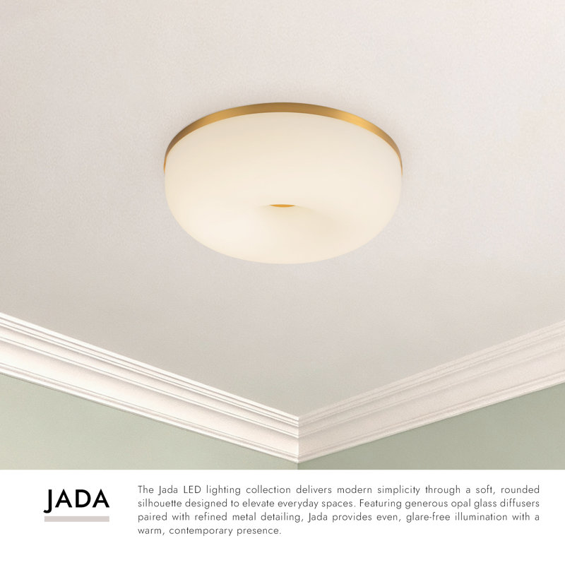 Jada 12-in Gold dimmable LED Flush Mount, Brushed Gold