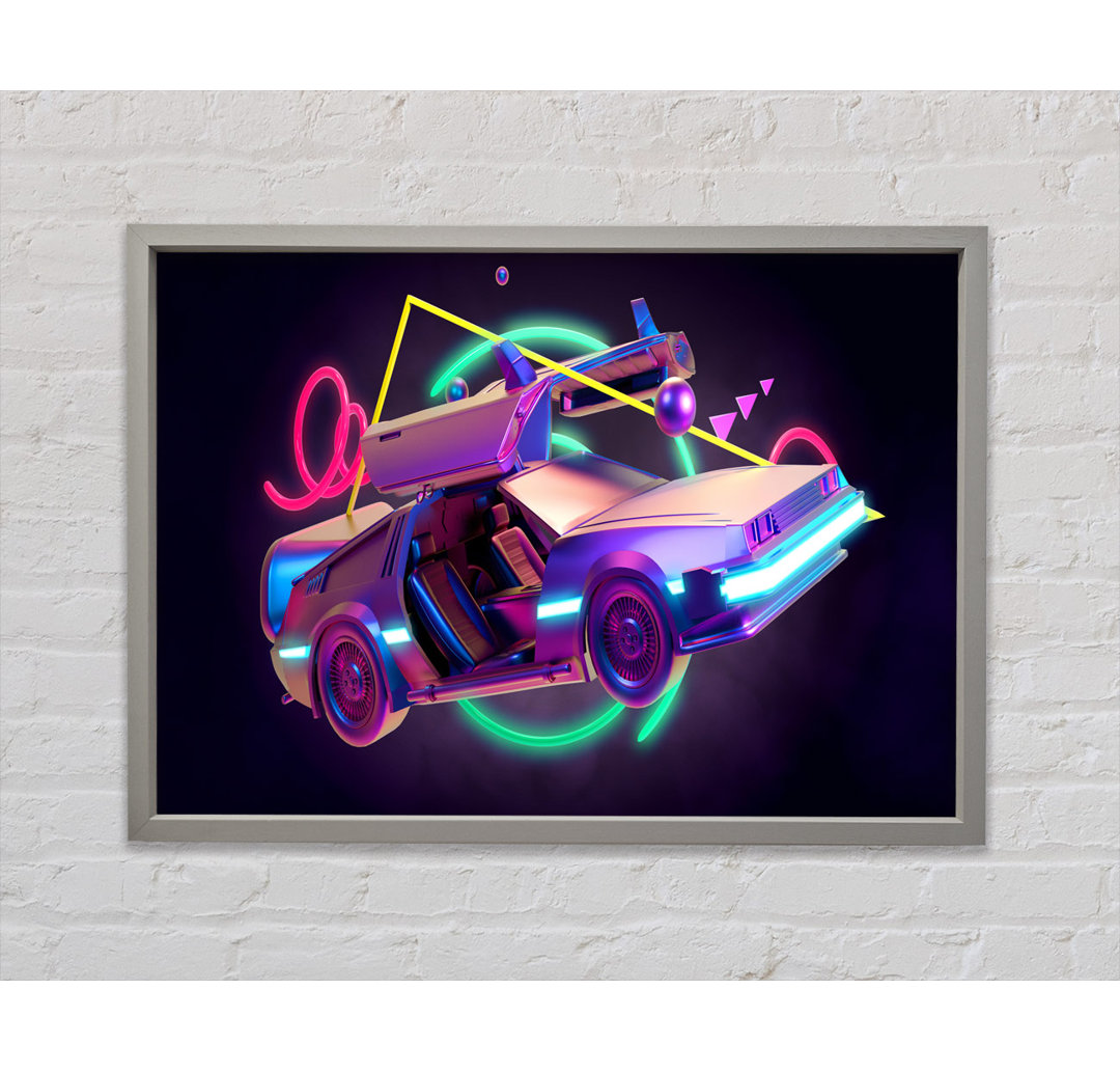 Delorean Car Neon - Einzelner Bilderrahmen Kunstdrucke auf Leinwand