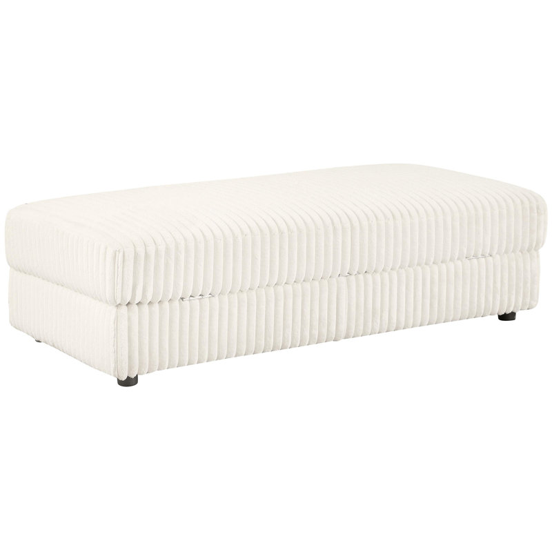 Repose-pieds rembourré rectangulaire avec rangement ivoire