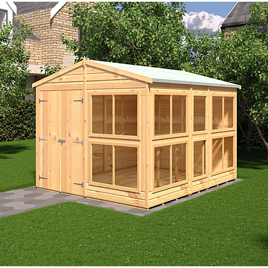 Shire Sun Hut Potting Shed 8 ft x 10 ft - Brown - Pine Wood - Image 3