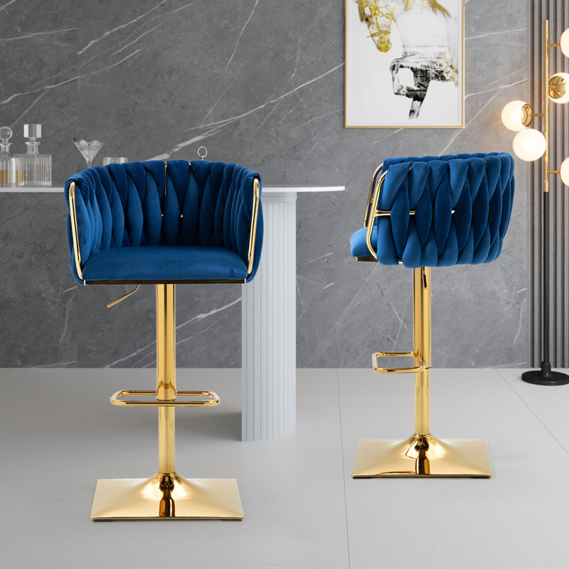 Tabourets de bar rétro avec dossier et chaises à hauteur de comptoir 2 pièces / ensemble, Marine