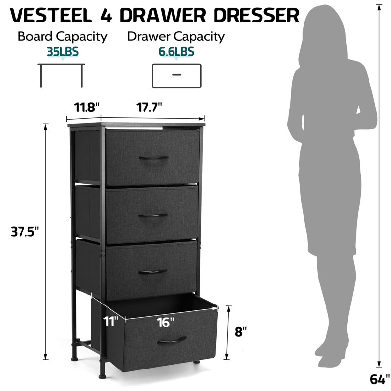 Commode 4 tiroirs l 17,7 po Medemblik