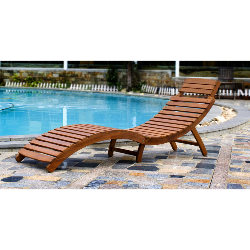 Luiza Outdoor Acacia Wood Chaise Lounge