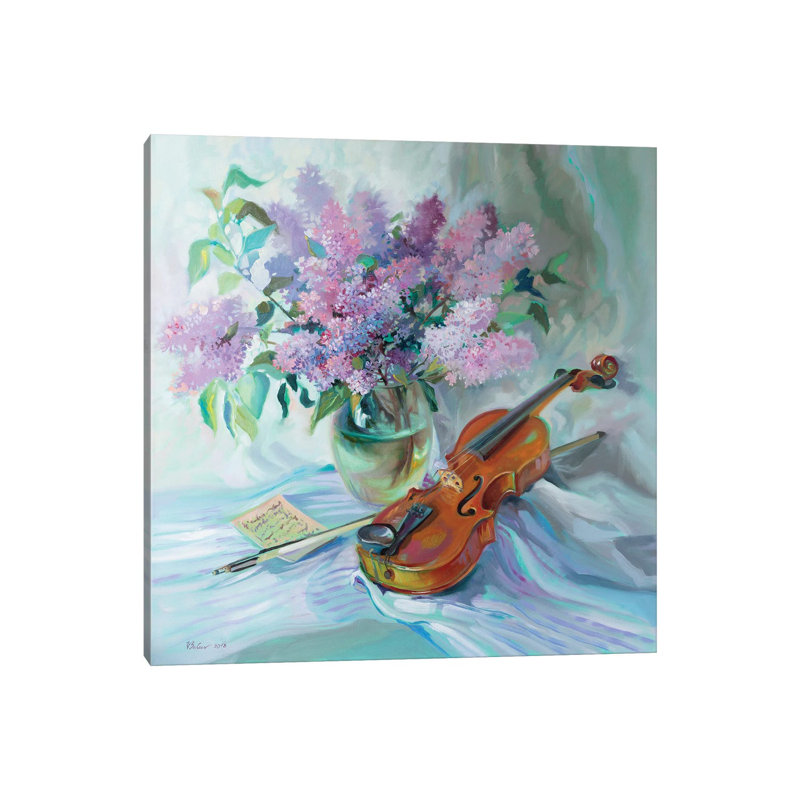 Bouquet Of Lilacs And Violin by Katharina Valeeva - Wrapped Canvas Painting, 93.98 cm H x 93.98 cm W x 3.175 cm D