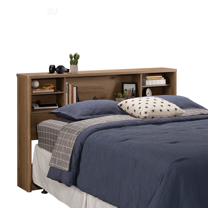 Full/Queen Bookcase Headboard With Spacious Storage And Cord Management, Perfect For Modern Bedrooms And Organization., Brown