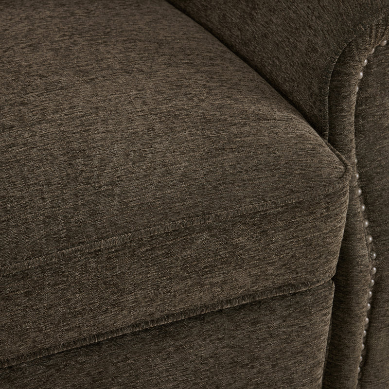 Pushback Recliner Chair, Chenille Upholstered Accent Chairs, Adjustable Reclining Sofa, Brown Chenille