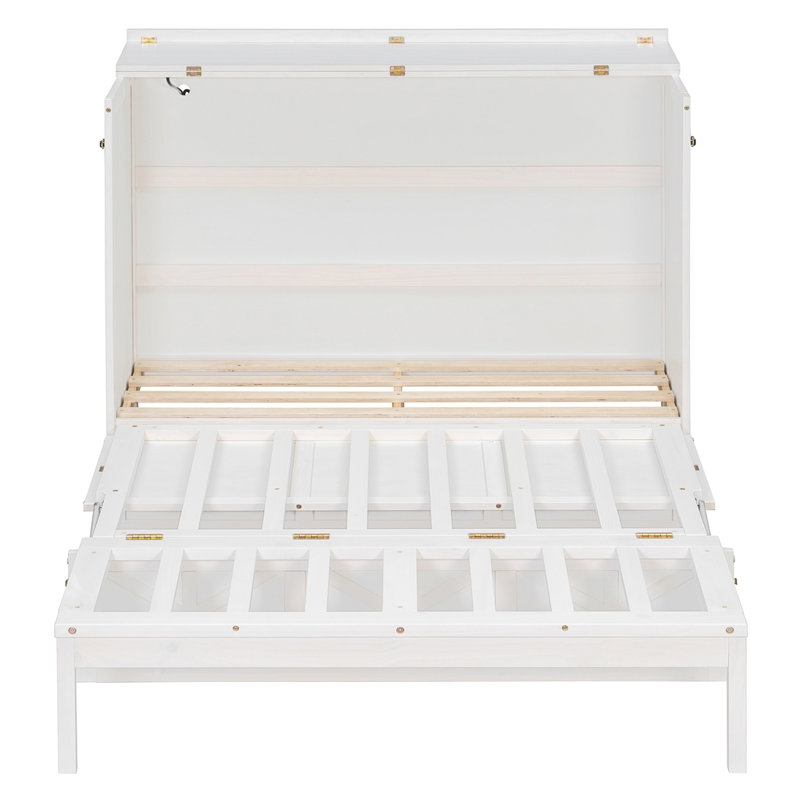 Lit escamotable double avec grands tiroirs, Blanc