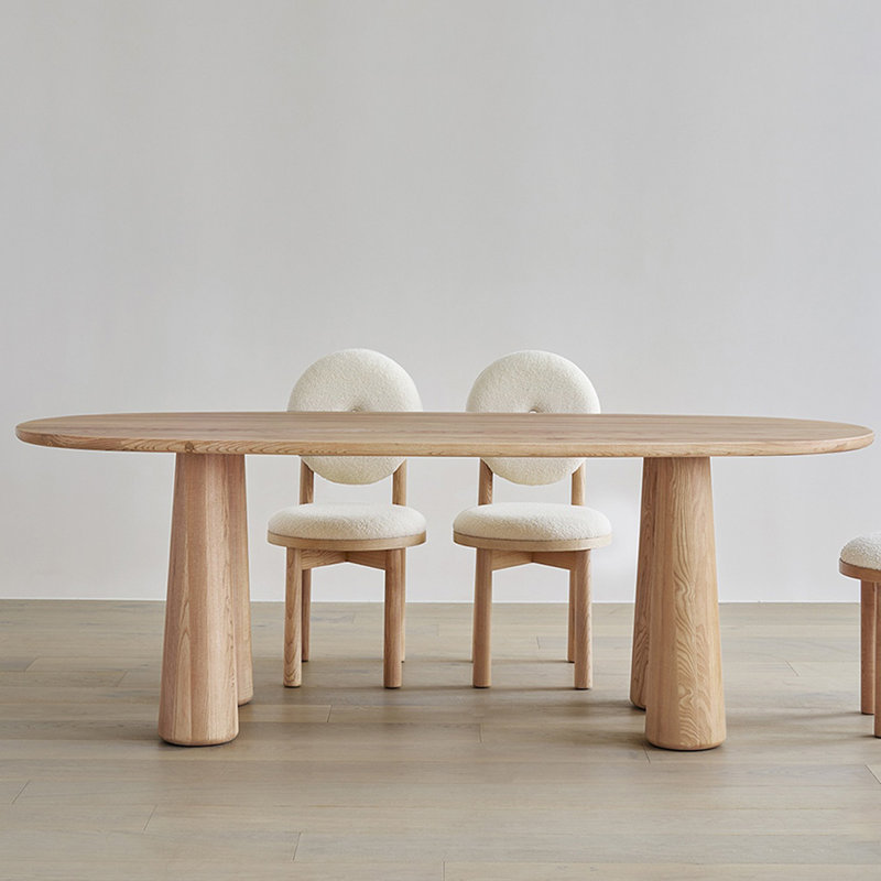 French cream-style solid wood dining table, 29.52"H x 94.48"L x 35.43"W