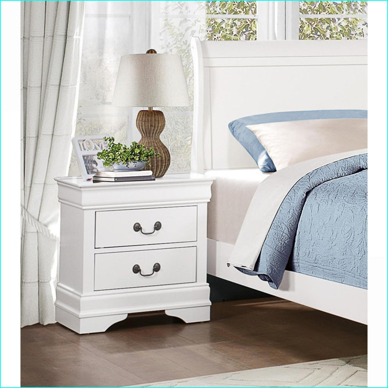 Table de chevet 2 tiroirs Traditional, Blanc