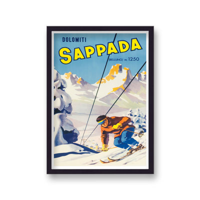 Italy Sappada Ski Resort Vintage Travel - Single Picture Frame Print