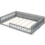 Full Size Wood Platform Bed With Guardrail And Soft Relax Cushion Pillow, Grey Solid Wood+