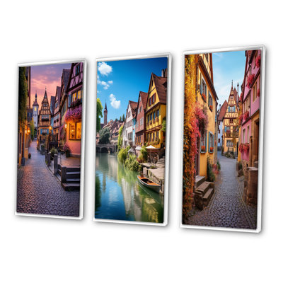 "Allemagne Rothenburg Street", 3 pièces sur toile