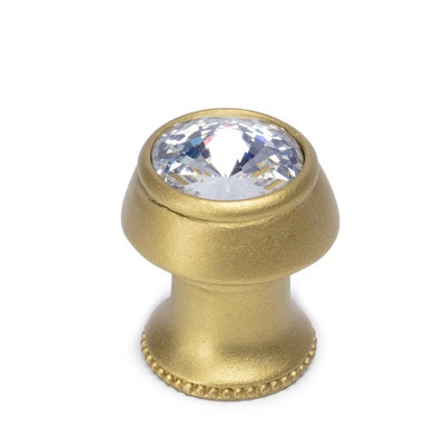Poignée ronde en cachemire avec pied évasé et cristal Swarovski transparent avec mercure doré