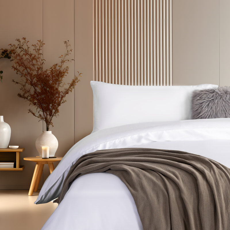  Housse de couette soyeuse TENCEL, Housse de couette pour très grand lit et 2 taies , Blanc