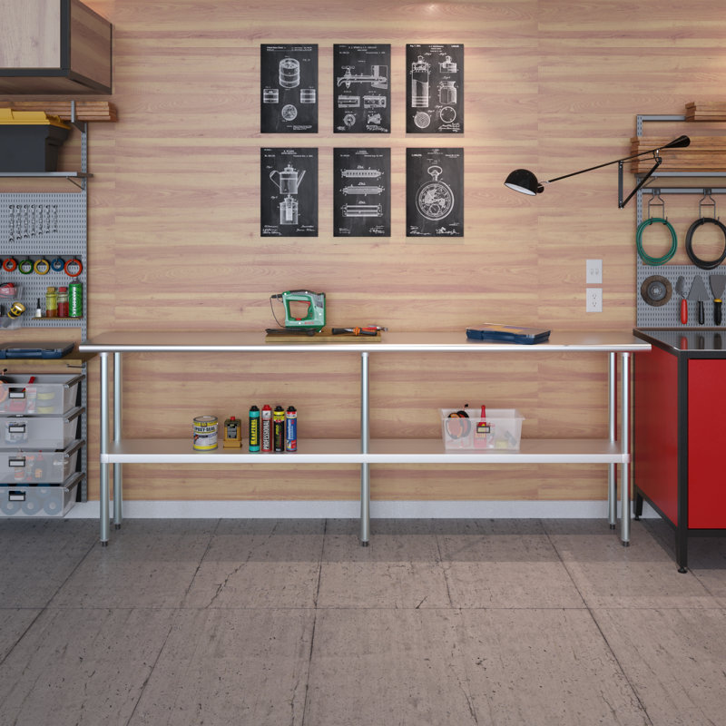 96" Stainless Steel Workbench with Galvanized Undershelf
