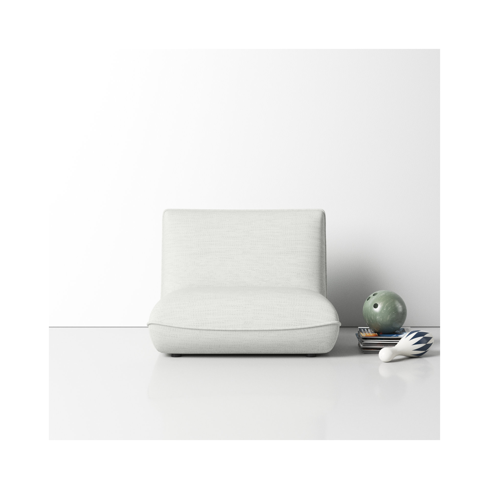 Douglass Upholstered Slipper Chair, White Polyester Blend
