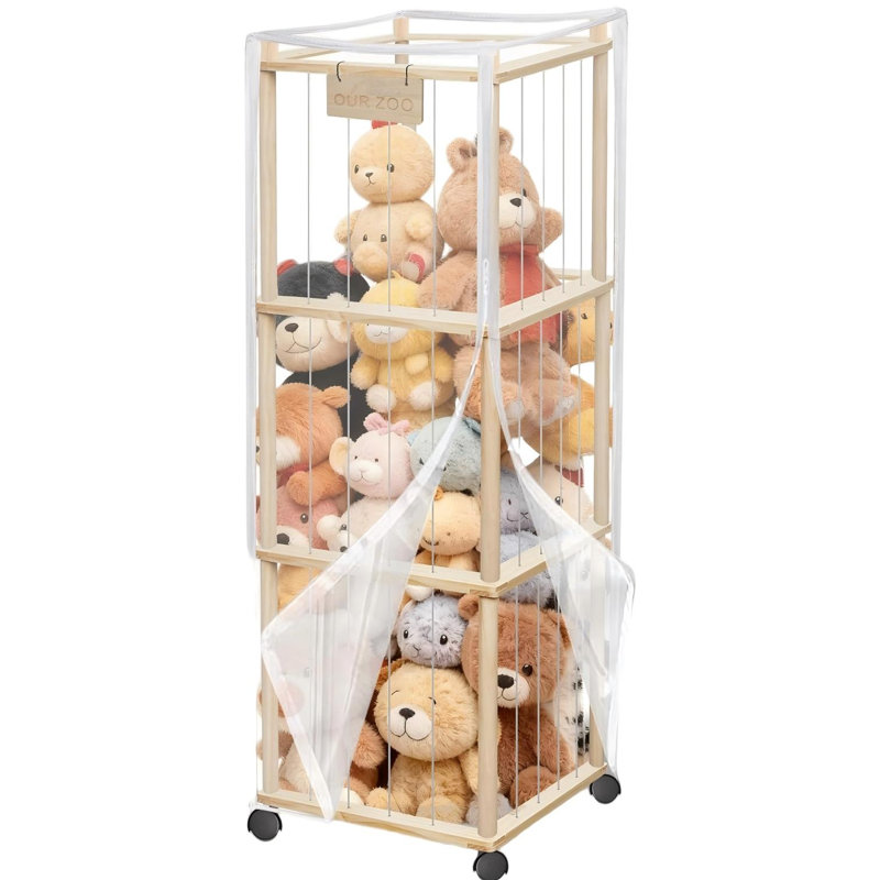 Organisateur de rangement pour peluches de 56 pouces avec roulettes
