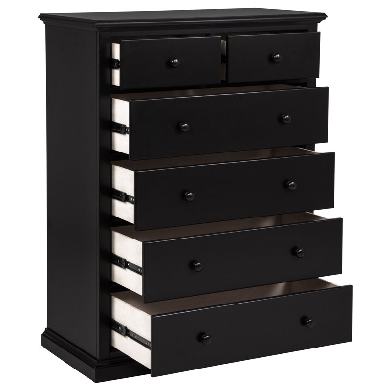 Commode de chambre 6 tiroirs Anzio, Noir