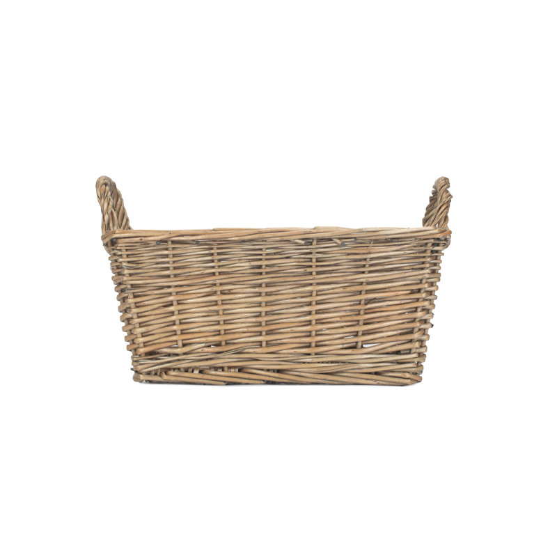 Wicker Unlined Storage Basket with Handles, 22cm H x 24cm W x 34cm D