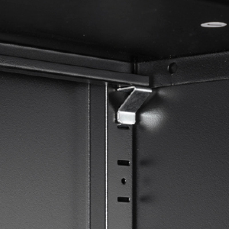 Armoire de rangement haute avec 2 portes et 4 cloisons pour séparer 5 espaces de rangement, conception maison / bureau, Noir