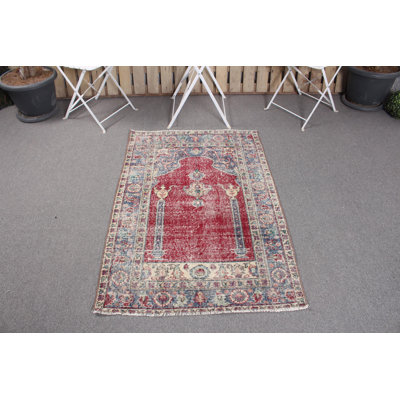 Tapis de porte turc rétro fabriqué à la main en rouge multicolore avec un riche design orné pour des maisons élégantes