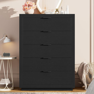 Black 5-Drawer Dresser Bedroom Closet Storage Chest