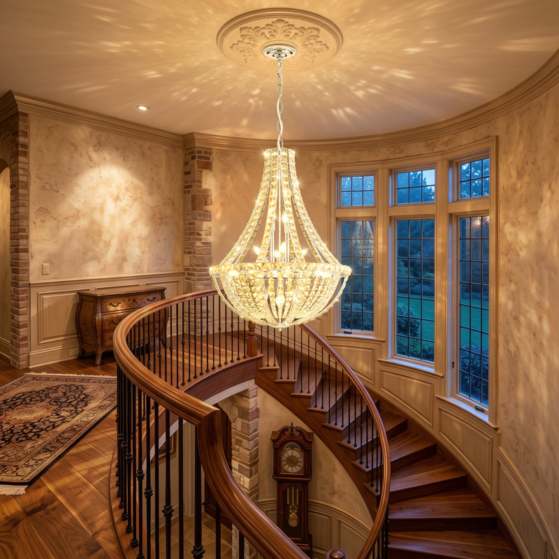11 - Light Chandelier, 32 pouces, Argent
