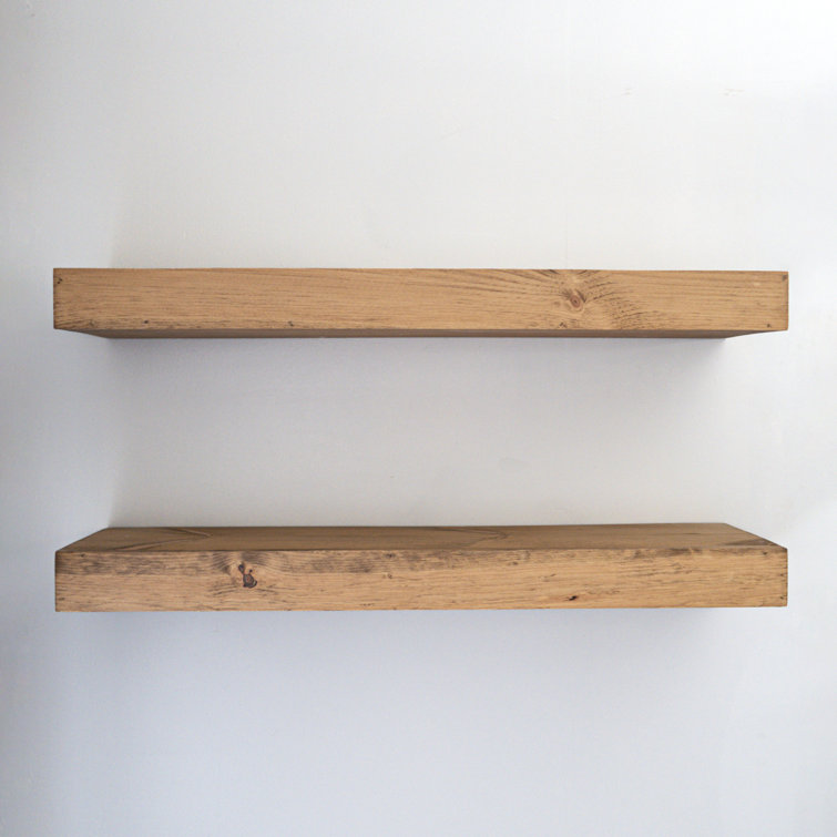 Pine 3 Inch Thick Floating Shelf