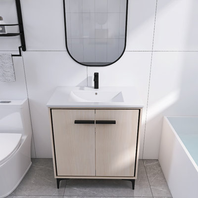 Lauritzen 30'' Single Bathroom Vanity with Ceramic Top