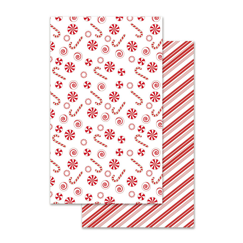 Candy Cane Double-Sided Quick Dry Waffle Weave Kitchen Towel