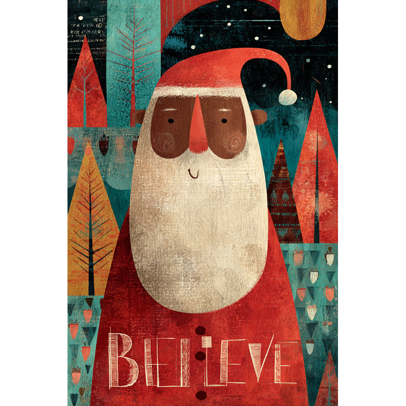Art mural moderne sur toile tendue Santa Believe, 12 po x 16 po