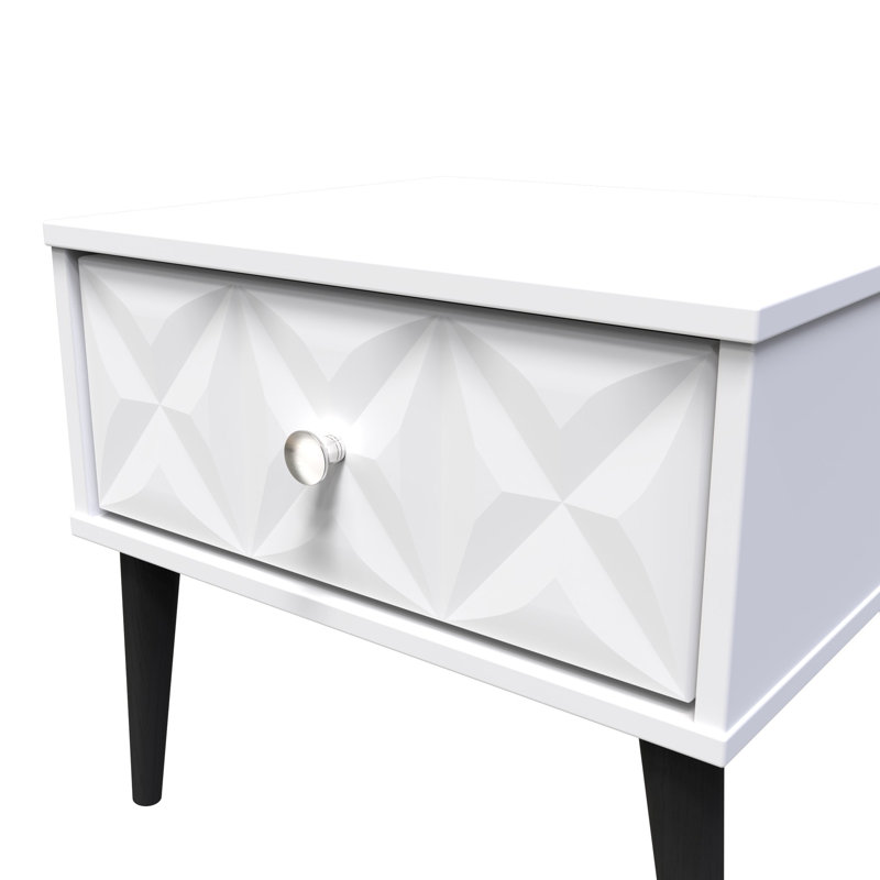 Pixel 45cm W Manufactured Wood Bedside Table, White