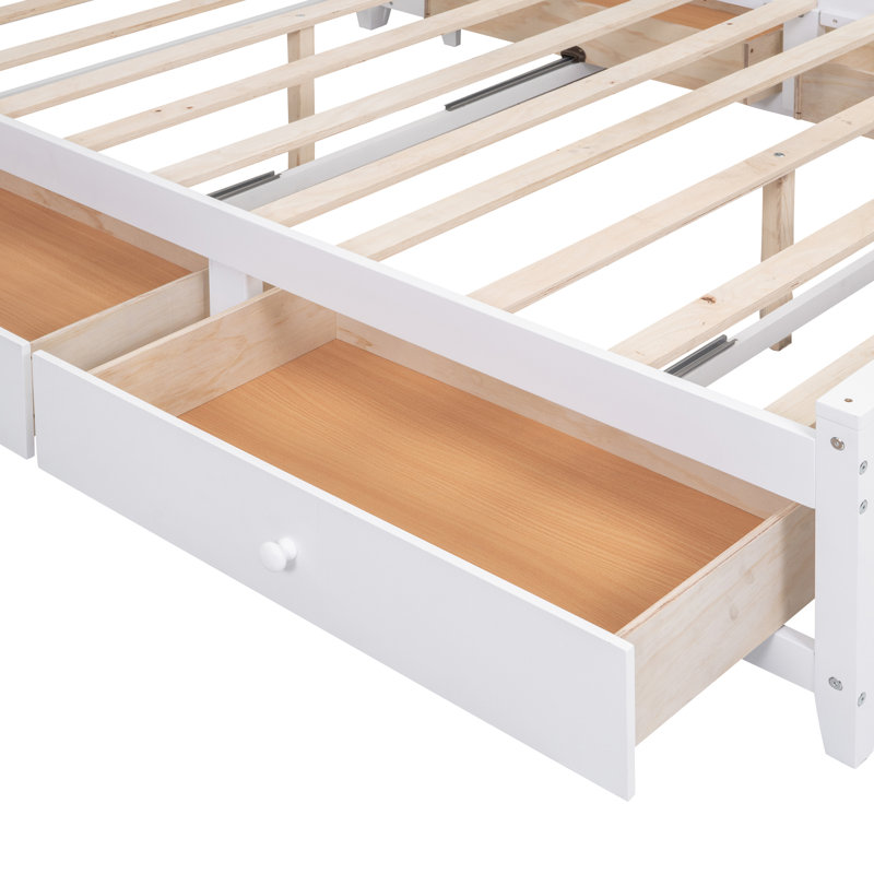 Solid Wood Bookcase Bed, White