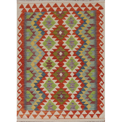 Tapis géométrique en laine Kilim