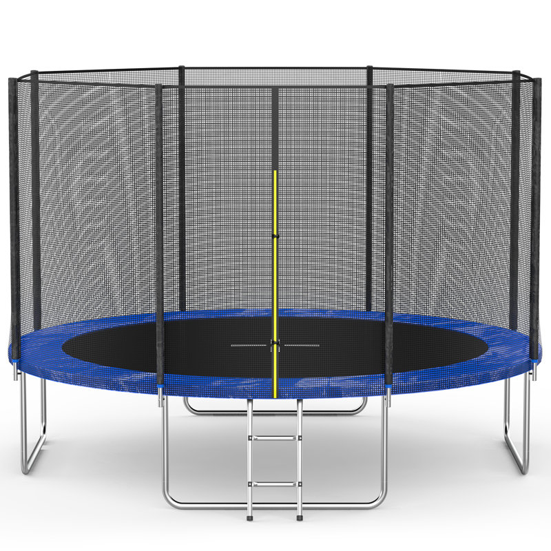 Trampoline AOTOB 15FT pour enfants / adultes, capacité de poids du trampoline de cour arrière 1000LBS avec filet de sécurité et échelle, bleu marine