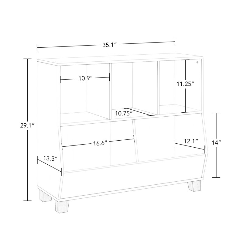 35" White Kids Toy Organizer with Cubbies and Compartments