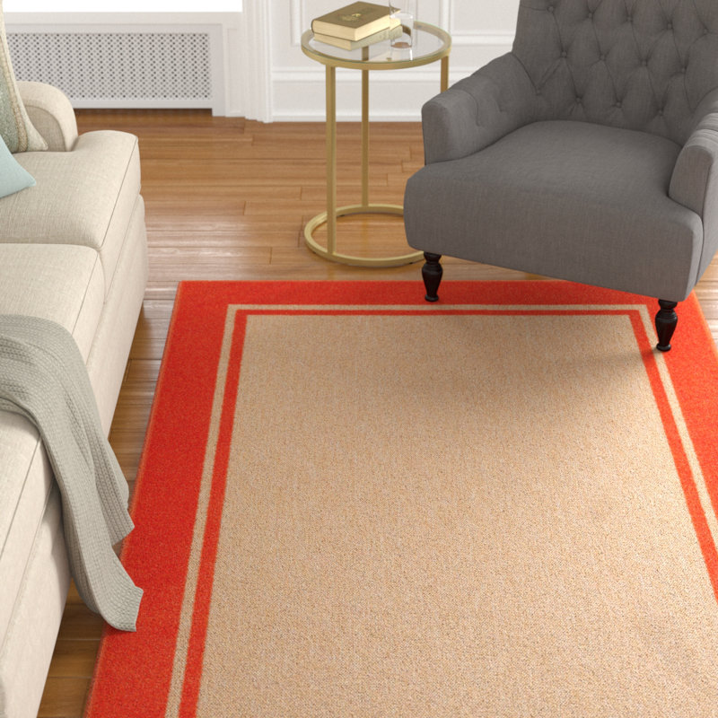 Tapis d'intérieur / d'extérieur sable / rouge Laub, Rectangle 6 pi 7 po x 9 pi 6 po
