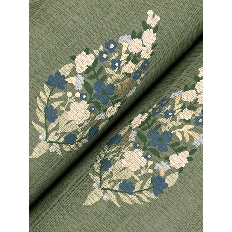 Papier peint motif cachemire, Vert