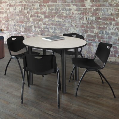 Kee Round Breakroom Table Top, 4 M Stack Chairs
